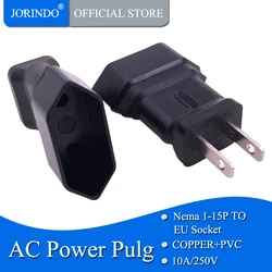 JORINDO Nema 1-15P TO EU USA Male to Europe 2Pin Female AC Adapter, Nema 1-15P to EU. Female AC Connector for European Travelers