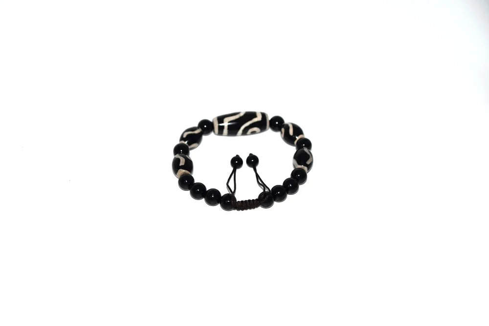 خرز عقيق التبت Dzi ، 12 × 29 مللي متر ، عيون Dzi مع خطاف نقود 10*14 مللي متر ، سلسلة نسج DZI للرجال والنساء ، شحن مجاني