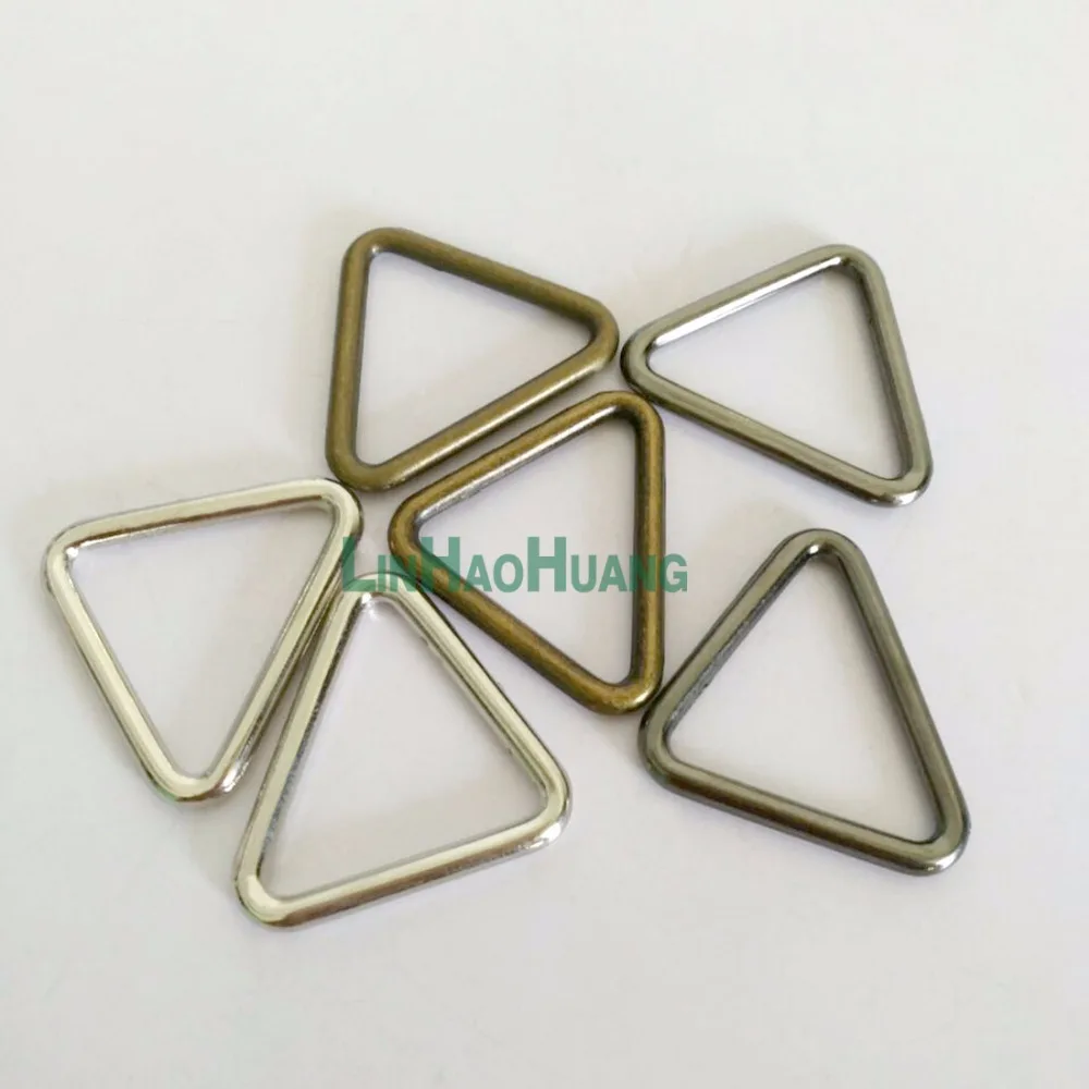 50pcs/Lot Nickle/Black /Bronze 25mm Triangles Metal Buckle Handbag Belt Single Ring Leather Bag DIY Accessories Thickness 3mm