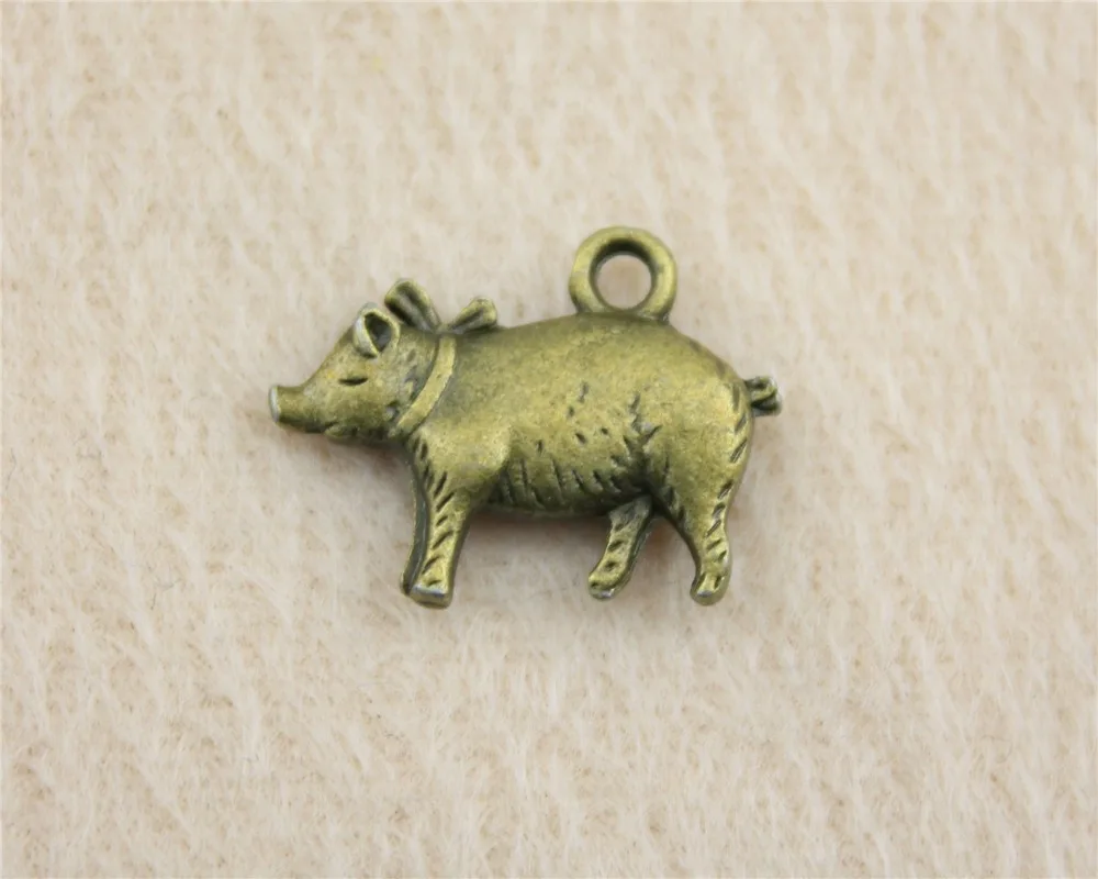 30pcs/lot 21*16mm ancient bronze Pig charm Pendants DIY jewelry for bracelet necklace earring