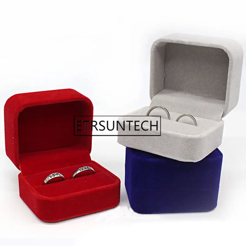 100pcs Classic Rectangle Couple Ring Box Velvet Wedding Ring/Earring Holder Jewelry Storage Carrying Case Display Gift Box