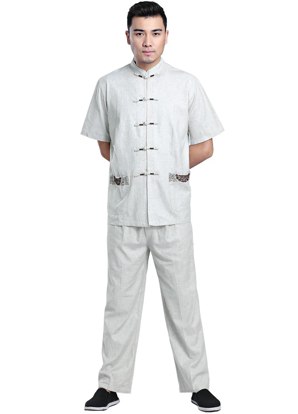 

Shanghai Story kungfu Suit Summer Kung Fu Uniforms Short Sleeve Tai Chi Wu Shu Clothing for Men