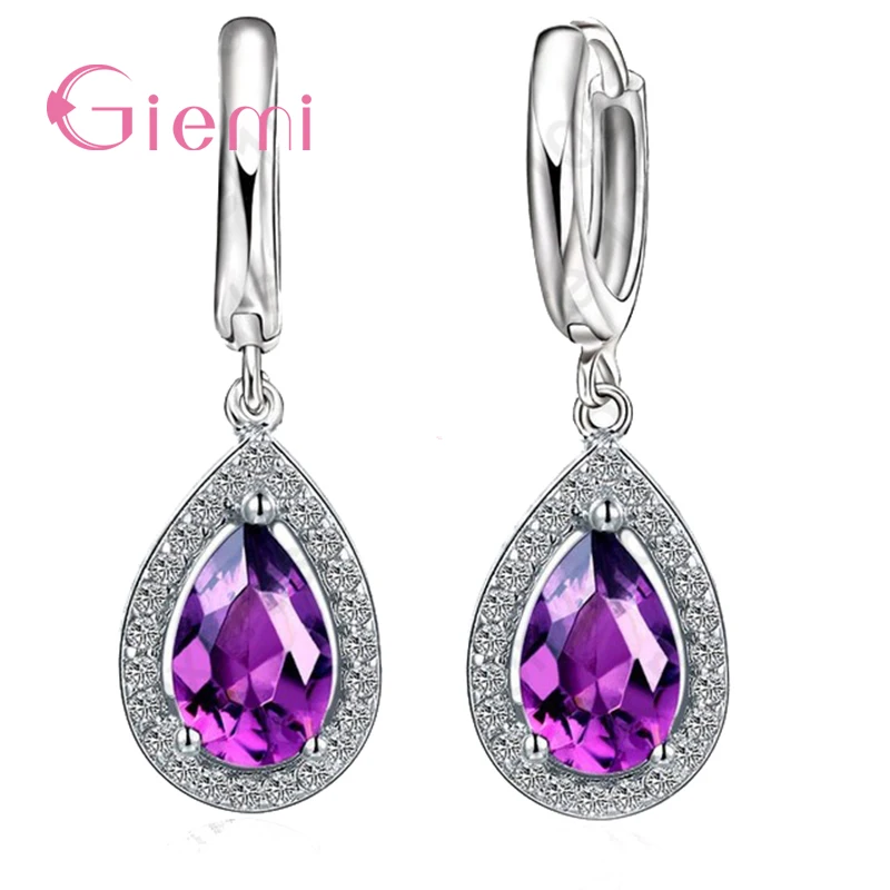 Novel Genuine Water Drop Clear Cubic Zirconia Earrings 925 Sterling Silver Jewelry For Female Women Brincos Gift Hot Sale