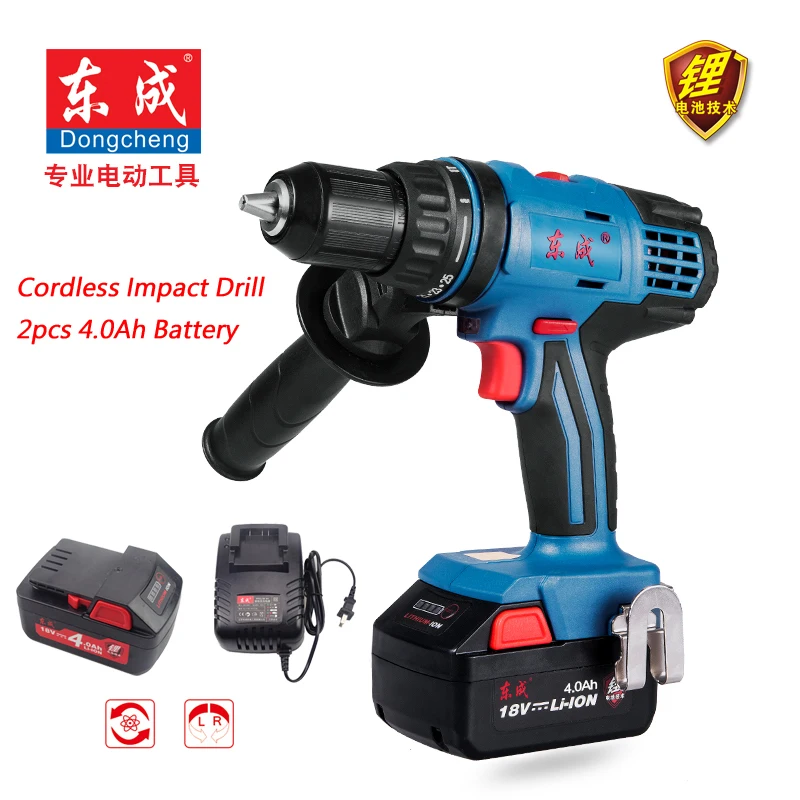 18V Rechargeable Impact Drill 13mm Cordless Impact Electric Drill 4.0Ah Rechargeable Lithium Battery Electric Drill 2 Speed