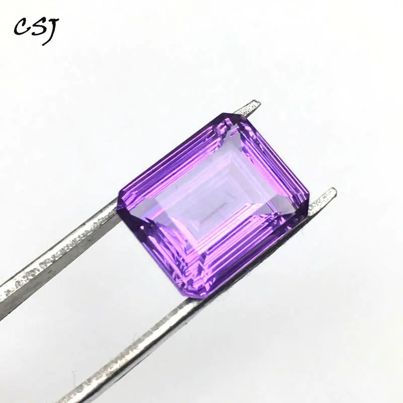 

CSJ Real natural amethyst loose gemstone Oct concave brilliant honeycomb cut for 925 silver gold top fine jewelry mounting