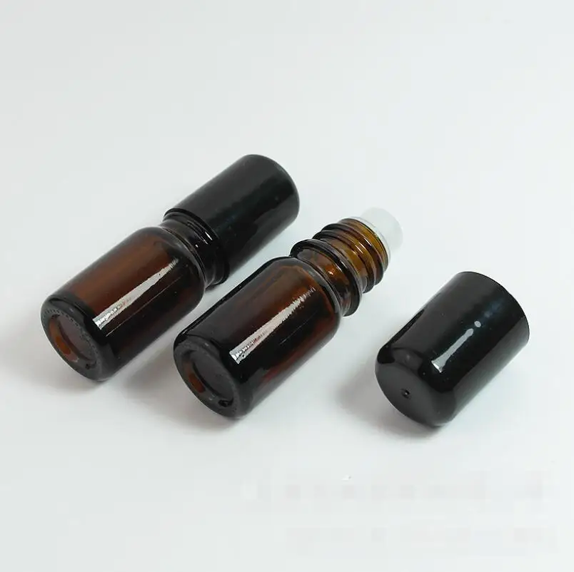 5ml Empty essential oils roll-on roller perfume bottle refillable deodorant containers with black lid LX5256