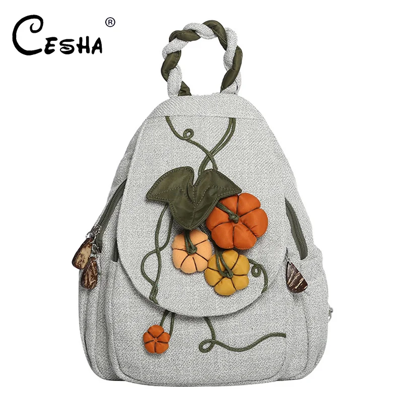 Luxury 3D Pumpkin Pattern Women Travel Backpack High Quality Linen Female Backpack Fashion Prettry Style Girls Daypack Backpack