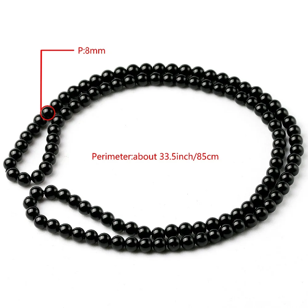 Handmade Bright Black Onyx Natural Energy Stone Beads Knot Long Necklace For Men Women Lucky Unisex Jewelry New Arrivals