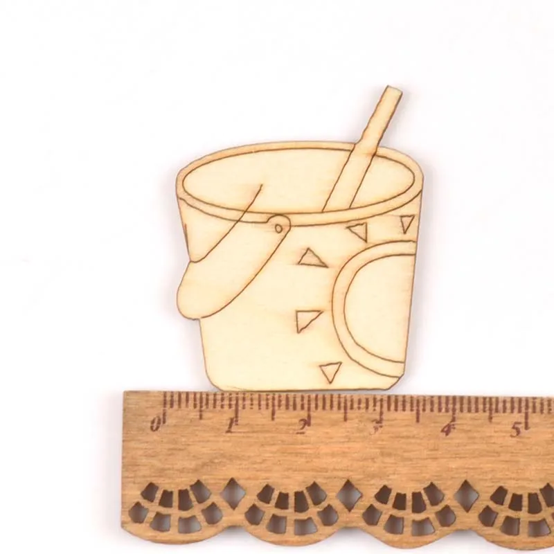 10Pcs Wood DIY Accessories Natural Wooden Baby Scrapbooking Crafts Embellishment For Home Decoration 46x50mm MT1977