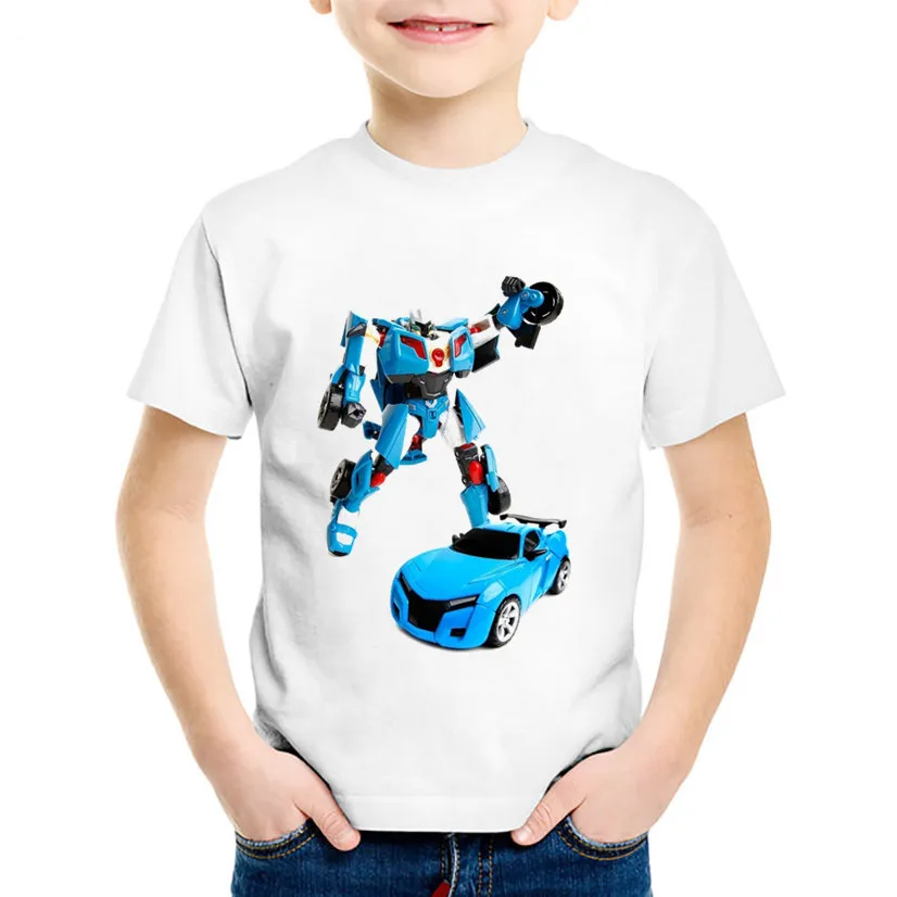 Fashion Print Tobot Children Funny T-shirts Kids Car Toy Summer Short Sleeve Tees Boys/Girls Casual Tops Baby Clothes,HKP2179