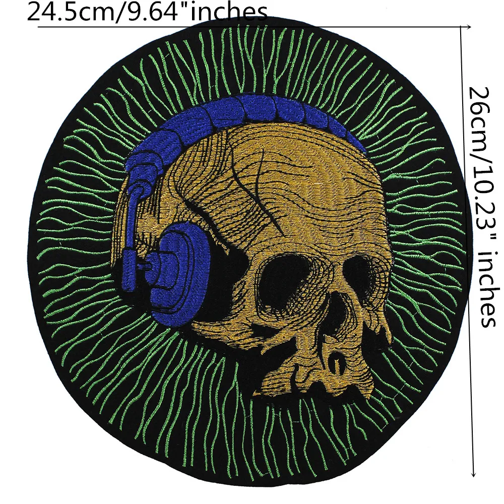 Imagem -04 - Patches Traseiros de Caveira Bordado Música em Ferro Adesivos Enfeites Crachás Retalho para Roupas Suprimentos de Costura Th1312 10 Peças