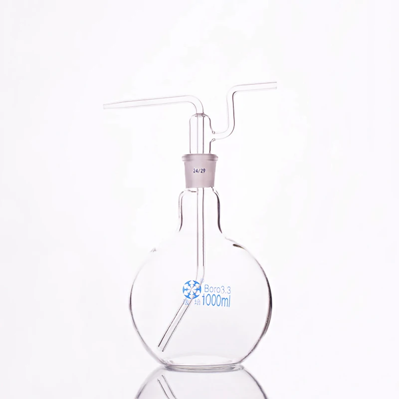 

Flat bottom gas washing bottle ,Capacity 1000ml,Single standard Ground mouth flat flush flask,Gas wash bottle,Shisha hookah