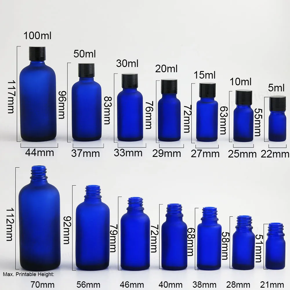 12 x promoção garrafa de óleo essencial azul gelo frascos tampas de alumínio 100ml 50ml 30ml 20ml 15ml 10ml 5ml