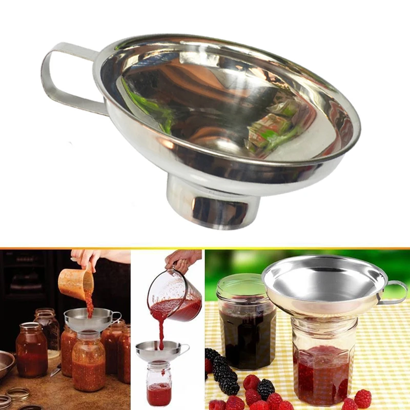 WALFOS 1pc Wide Mouth Funnel Stainless Steel Canning Funnel Hopper Filter Food Pickles Jam Enema Powder