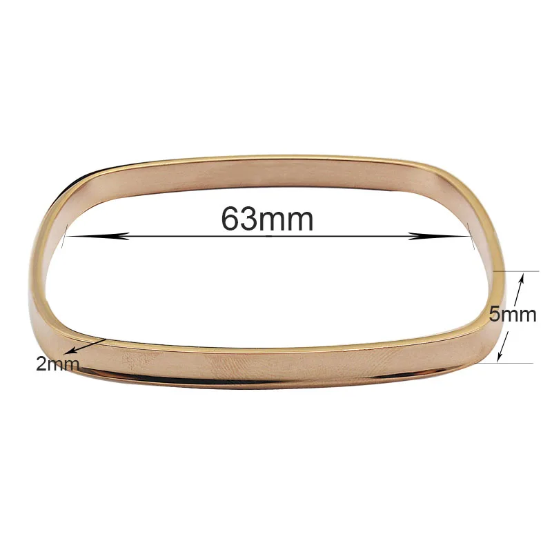 Simple Casual Fashion Jewelry Stainless Steel Square 3 Color Rose Golden /Gold Bangles Bracelet Women Wholesale Retail