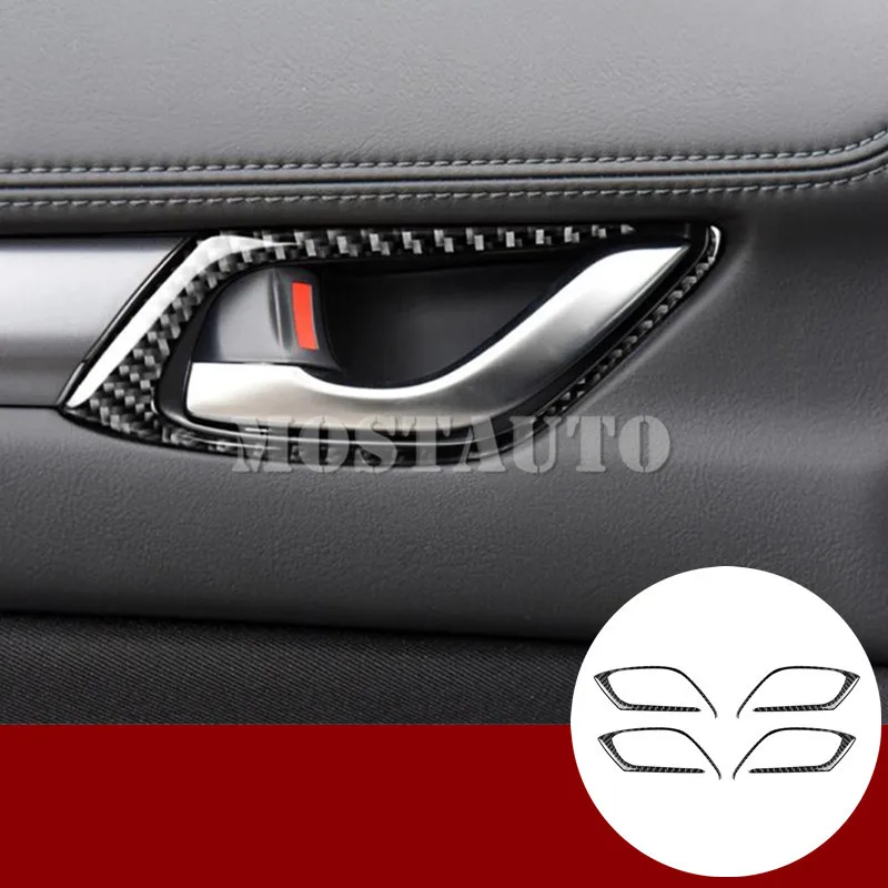 

For Mazda CX-8 Carbon Fiber Car Door Handle Bowl Frame Trim Cover 2018-2019 4pcs Car Accessories Interior Car Decor Car Trim