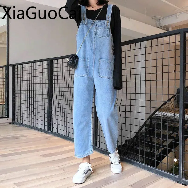 

Jeans Woman Autumn Newest Suspenders Women Overalls Jeans Loose Siamese Female Student Thin Jeans Pants