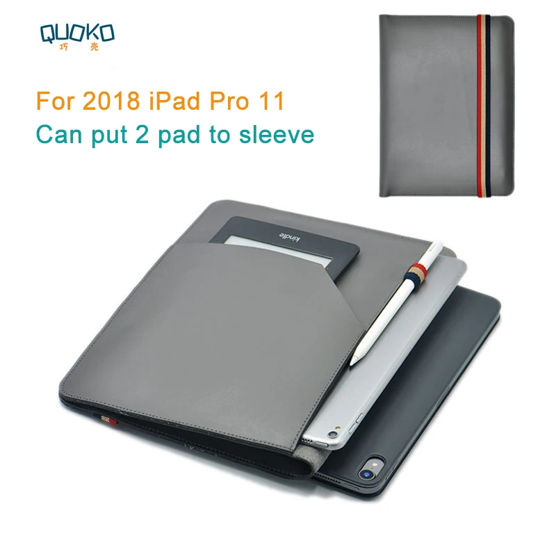 can put 2 pad sleeve pouch cover,microfiber leather tablet sleeve case for 2018 iPad Pro 11\