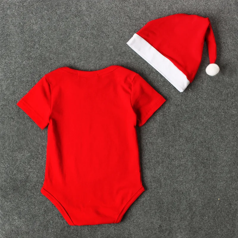 Newborn Baby Kids Girls Boys Merry Christmas Bodysuit+Hat Santa Claus and snowflakes Jumpsuit Outfit Set DS9