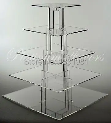 

5 Tier Square Maypole Clear Acrylic Wedding Party Cupcake Display Stand Wedding Cupcake display Birthday Cake Display Holder