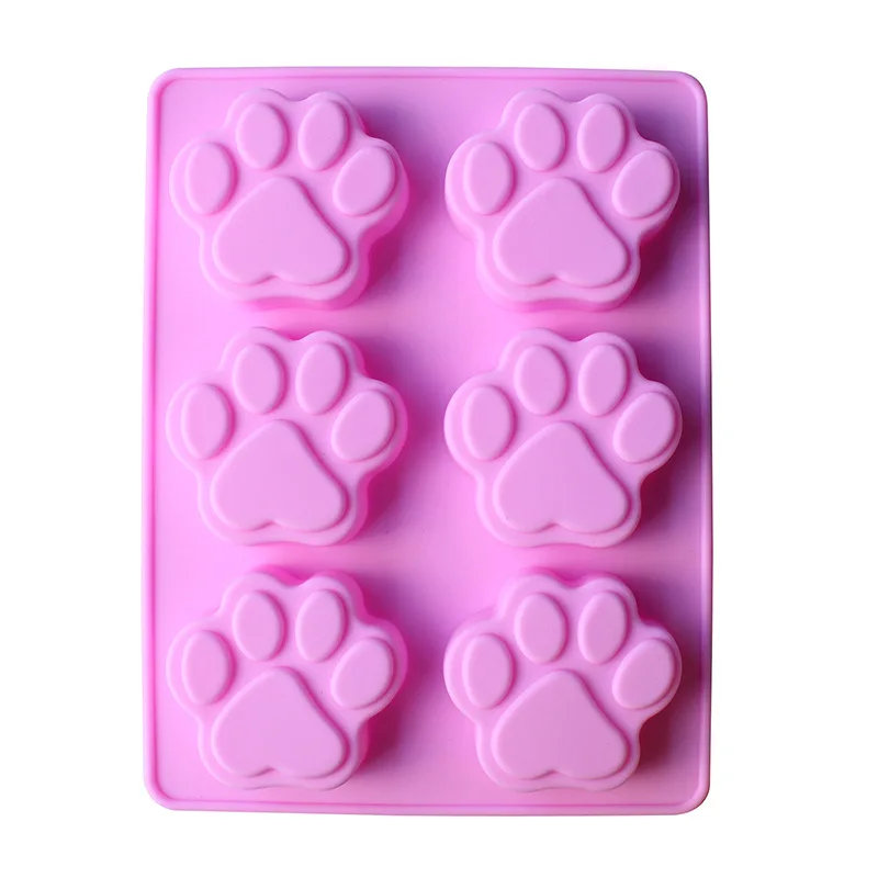 Sixth Puppy Footprints Silicone Cake Mold 6 Cat Claw Handmade Soap Mould Ice Cubes Makers