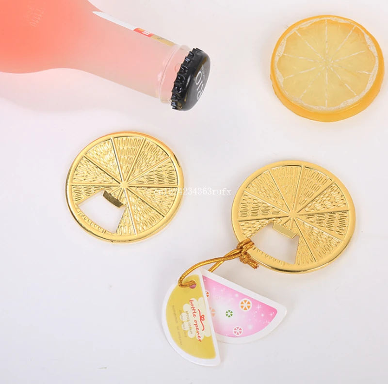 

50pcs Gold Citrus Slice Metal Bottle Opener Party Return Gifts for Guests Wedding Souvenirs