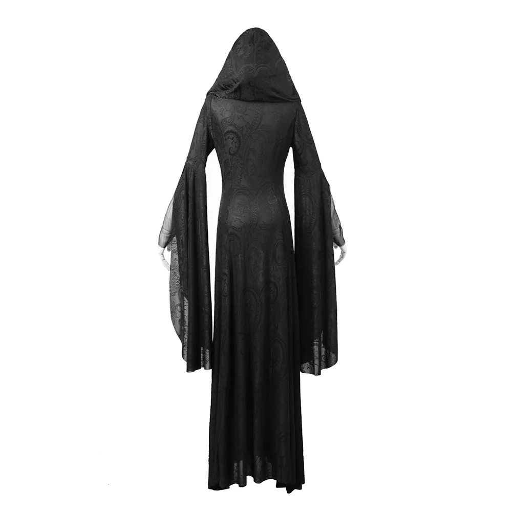 Punk Rave Gothic Long Dress Coat Jacket Cloak Womens Black Visual kei Steampunk Witch Wicca Y510