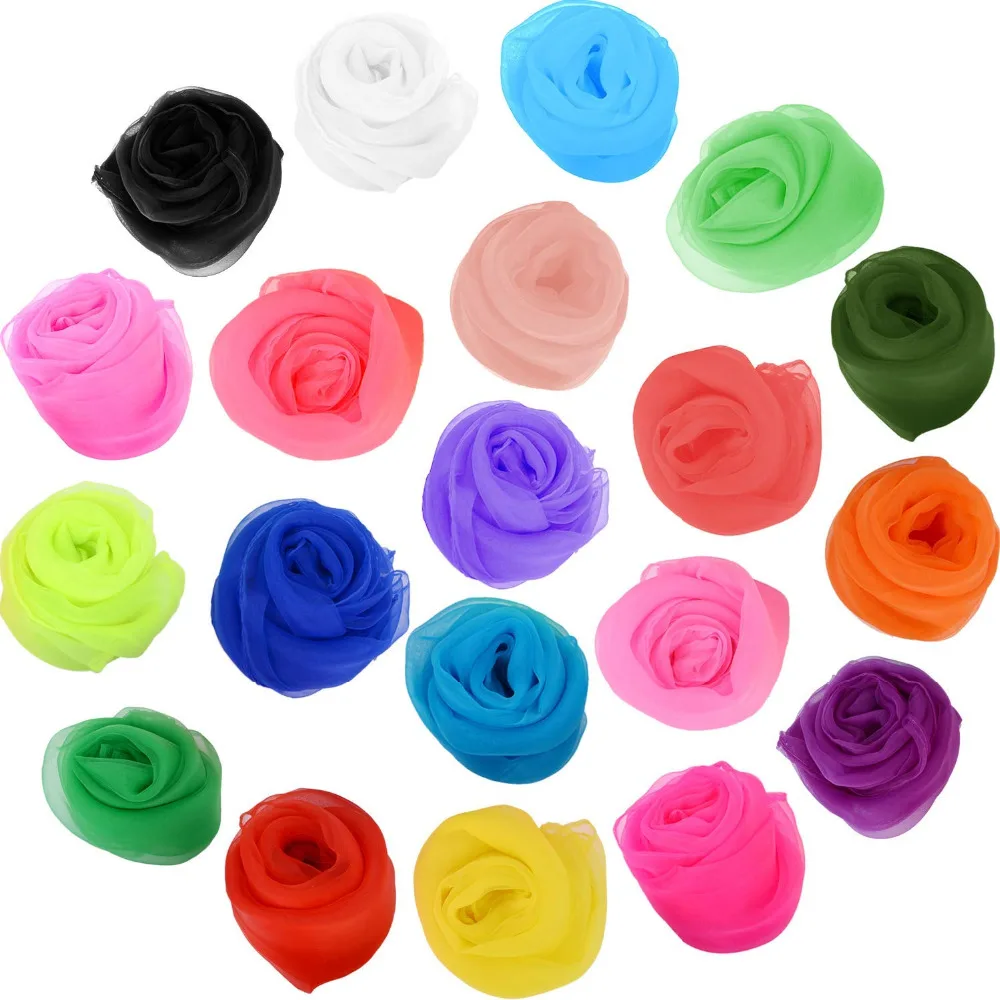 Woman And Girl Lovely Mulit Colours Fashion Plain Square Chiffon neck Scarf Head Scarves For Halloween Costume Party Dress Up