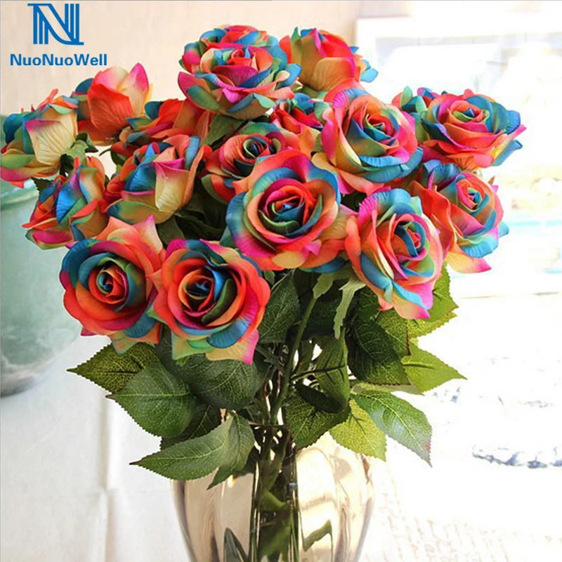 Brand 10x Branch Latex Real Touch Silicone Roses Artificial Flower Wedding Bouquets Decoration Plastic Flowers DIY Home Decor