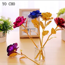 YO CHO DIY Gold Foil Rose Flower Mother's Day Gift Wedding Flower Home Decoration Valentine's Day Gift Gold Rose for Girlfriend