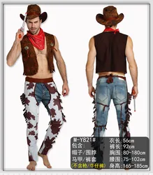 Mens Western Cowboy Party Costume for Kids Adult  and Indians Fancy Dress Up Retro Costume Medium Halloween Punk Cosplay Set