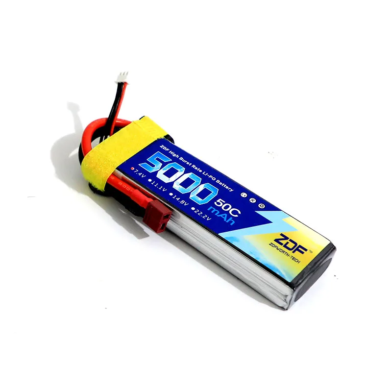 Batteria Lipo ZDF 2S 3S 7.4v 11.1V 5000mAh 6000Mah 50C Max 100C con spina a T per elicottero RC Quadcopter