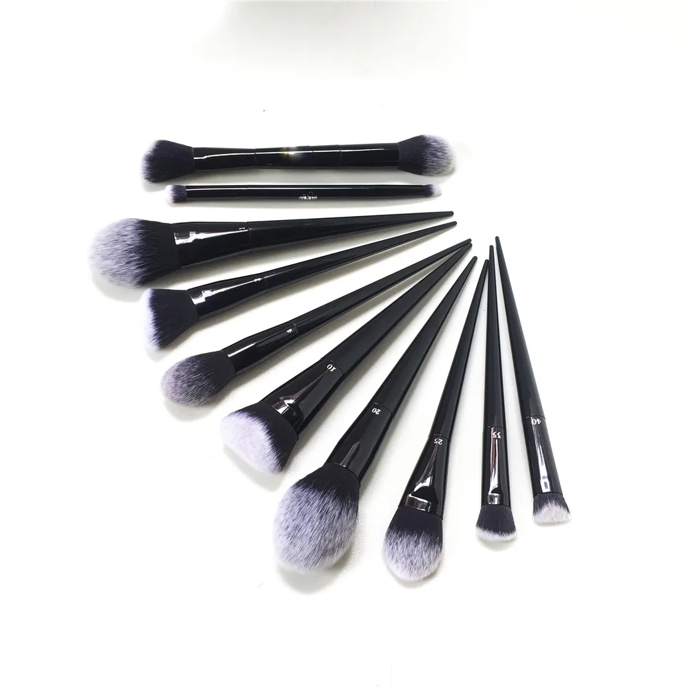 Ensemble de pinceaux de maquillage noirs pour cosmétiques, ombre et lumière, poudre, fond de teint, correcteur, ombre à barrage, 10, 20, 22, 25, 35, 40, 1, 2, 4