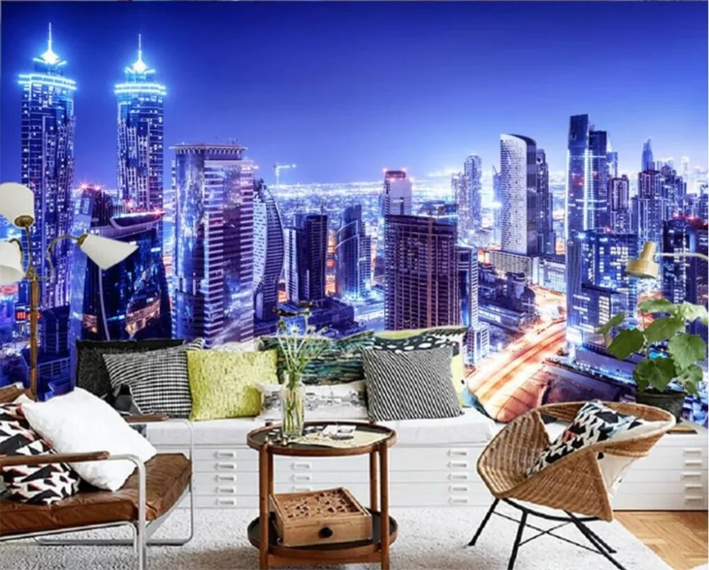 

beibehang Custom wallpaper 3d photo murals modern city night view TV background decorative painting 3d wallpaper papel de parede