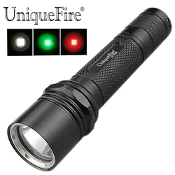 UniqueFire UF-504B  XRE(Green/Red/White Light)LED Flashlight 3 Modes Toughened Ultra Clear Glass Lens Rechargeable Hunting Torch