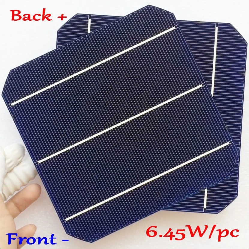 6.45W/pc mono solar cell Newest Double-side Mono Silicon Solar Panel Cell ( Front 5W/pc + Back 4.7W/pc ) with enough PV Ribbon