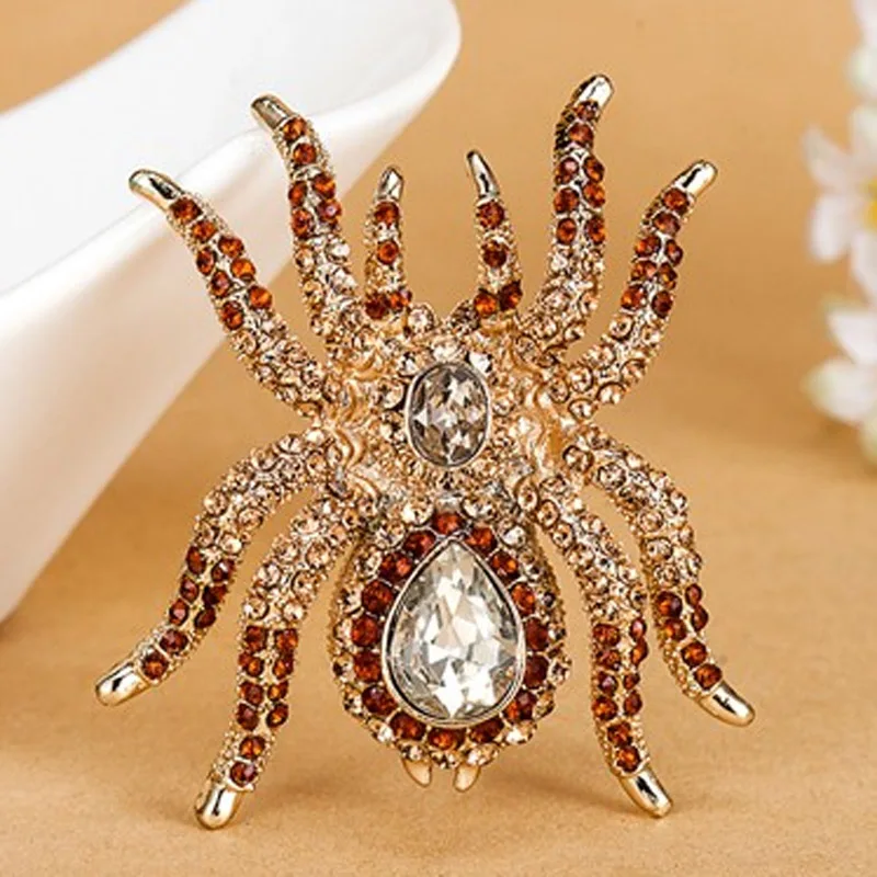 Luxury Brand Big Spider Brooches Fashion Steampunk Jewelry Colar Femininos vintage Broaches Best Party Broch Broches Relogio Vaz