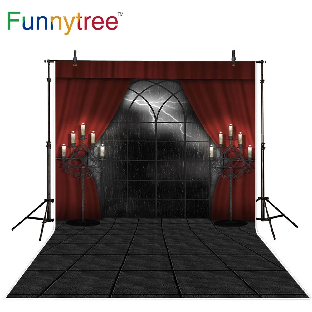 Funnytree photo backdrop light curtain terror candle Rainy night Halloween  photography photocall photobooth photo shoot