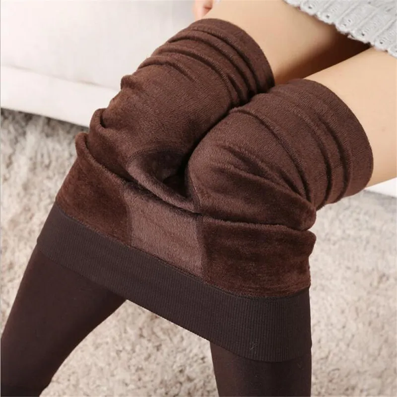 

Lady Winter Warm Legging Step On The Foot Thick Pearl Fleece Winter Plus Velvet Thick Legging Autumn Women's One Piece Warm Pant