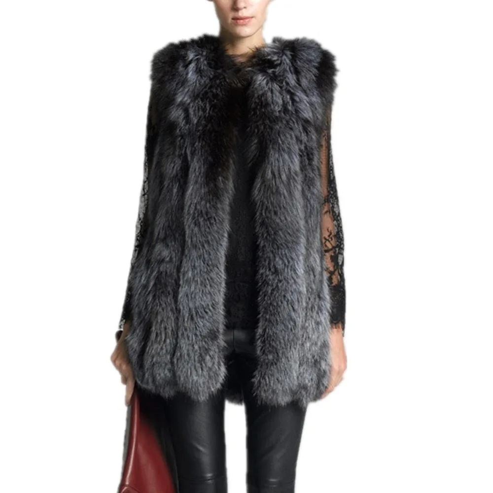 Lisa Colly New Arrival Winter Women Import Coat Jacket High-Grade Faux Fox Fur Vest Female