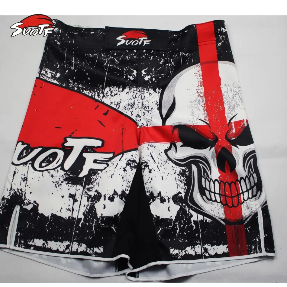 SUOTF MMA black boxing skull motion picture cotton loose size training kickboxing shorts muay thai shorts cheap mma shorts boxeo