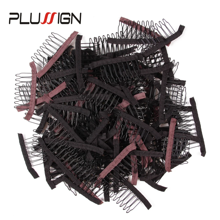 24Pcs/Lot Black Wig Comb Cheap Wig Clips Combs Hair Extensions Clips Wygodne klipsy do peruk Top Narzędzie do robienia peruk ze stali nierdzewnej