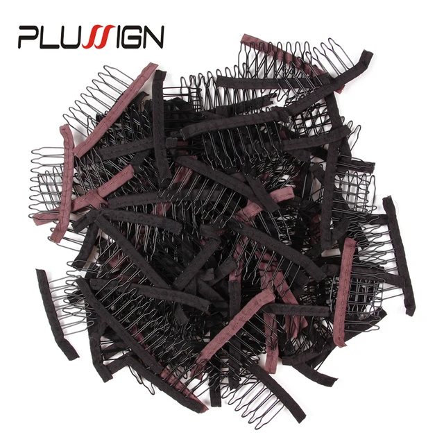 24Pcs/Lot Black Wig Comb Cheap Wig Clips Combs Hair Extensions Clips Wygodne klipsy do peruk Top Narzędzie do robienia peruk ze stali nierdzewnej