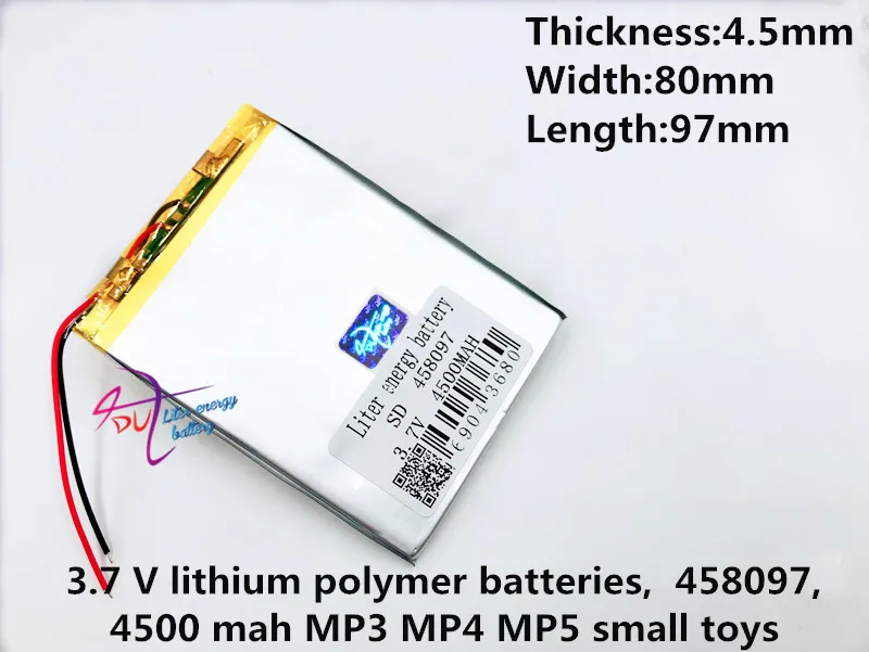 최고의 배터리 브랜드 458097 3.7 v 4500 mah 리튬 이온 폴리머 리튬 이온 배터리 7,8, 9 인치 태블릿 pc d70pro ii