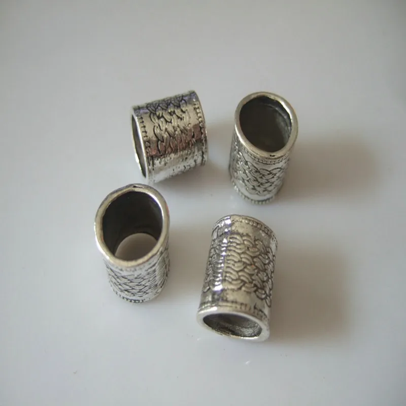 10Pcs Antique Silver Color 10mm Hole Round Slider Spacer Tubes Jewelry Findings