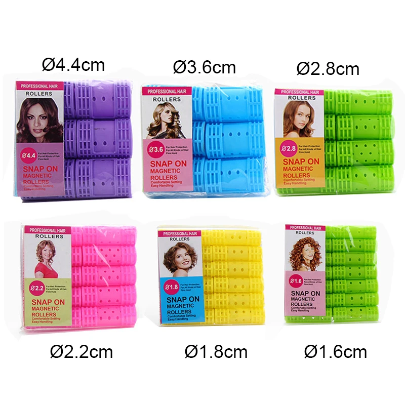 3 Paket 36Pcs Snap Rambut Rol Plastik Pengeriting Rambut DIY Salon Perm Bar Batang dengan Klip Penjepit Tata alat 18Mm 1361