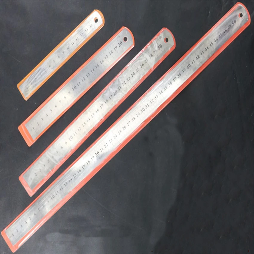 15/20/30/50cm 6/8/12/15 polegada regra métrica régua de aço inoxidável metal reto régua precisão dupla face régua