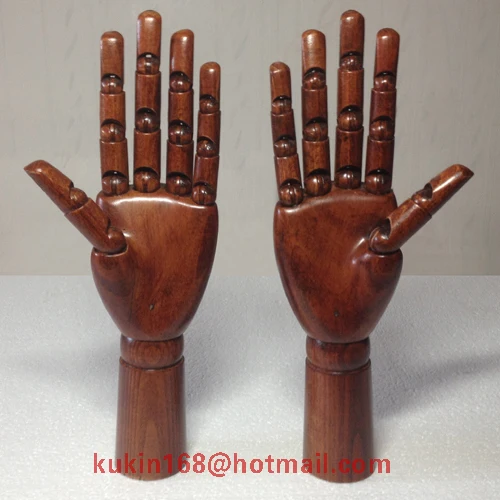 Boutique display hand model, Flexible joints of wooden mannequin hand used for jewelry display