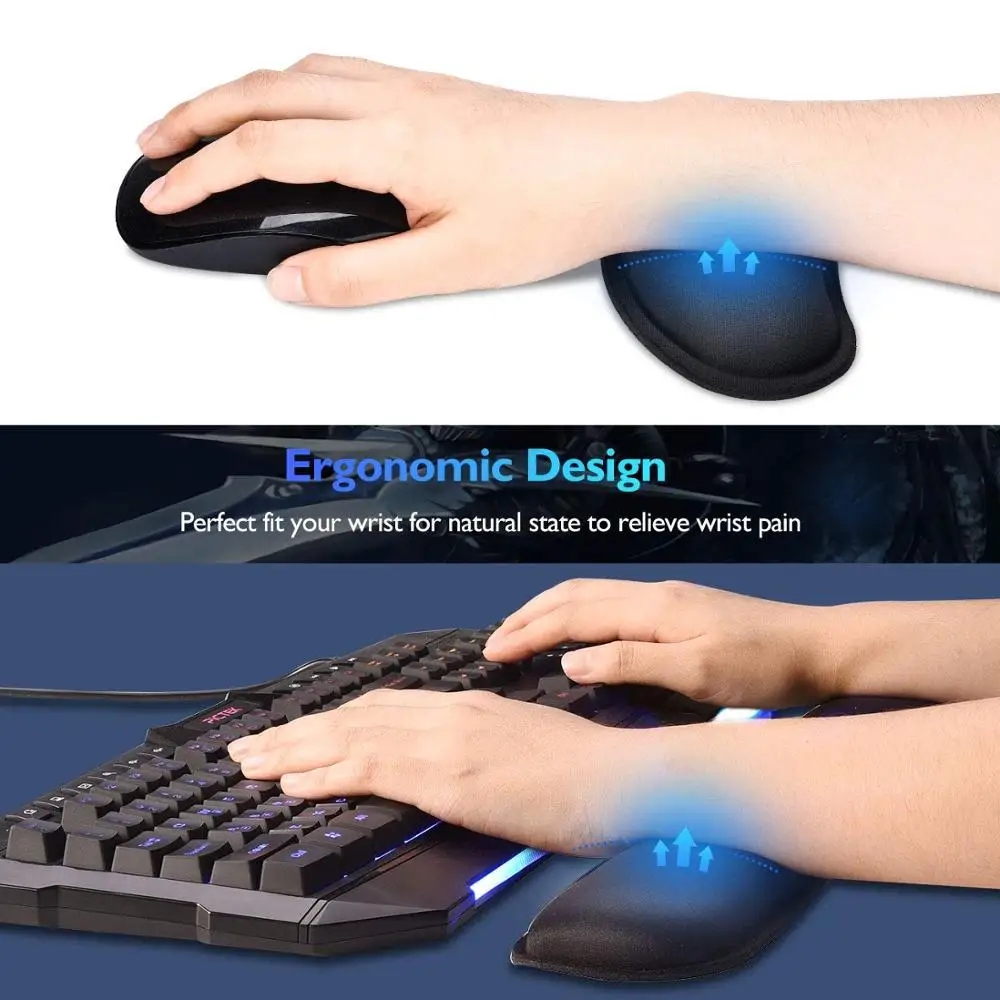 Repose-poignet avec Base antidérapante, tapis de souris ergonomique pour ordinateur portable et de bureau