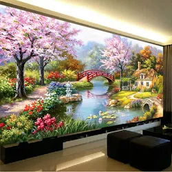 QIUSI 122cm Needlework,DIY landscape cross stitch, famous painting garden cabin chinese embroidery handwork craft gift